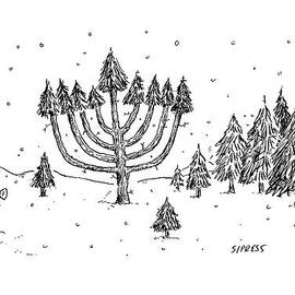 A Father And Child See A Menorah-shaped Christmas by David Sipress