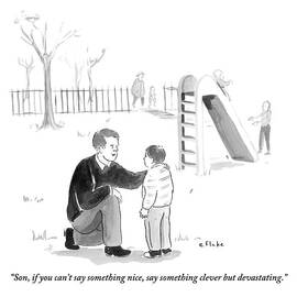 A Father Encourages His Son At The Playground by Emily Flake