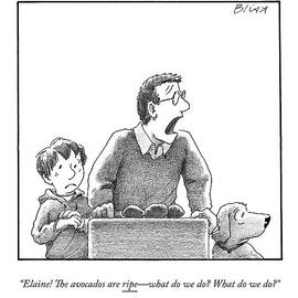 A Father, Son, And Dog All Worry At The Sight by Harry Bliss