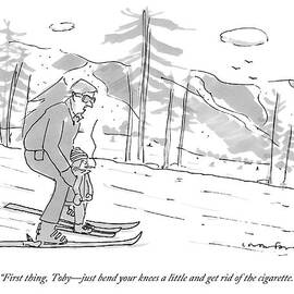 A Father Teaches His Son To Ski. The Son by Michael Crawford