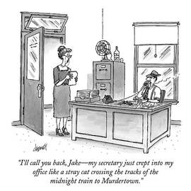 A Film Noir Detective Speaks On The Phone by Tom Cheney