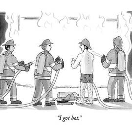 A Fireman In His Boxers Talks To His Colleagues by Charlie Hankin