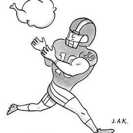 A Football Player Poises To Catch A Turkey by Jason Adam Katzenstein