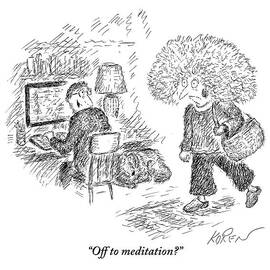 A Frazzled-looking Woman With Crazy Hair Prepares by Edward Koren