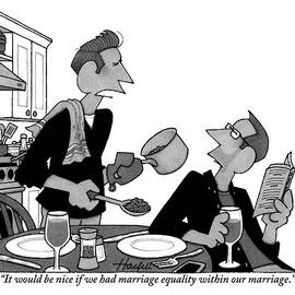 A Gay Man Serves Food To His Partner Who by William Haefeli