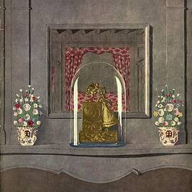 A Gilded Mantle Clock In A Bell Jar by Andre E.  Marty