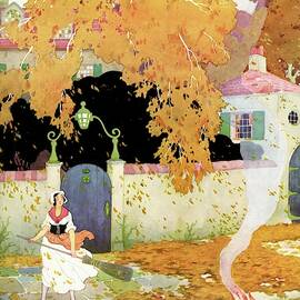 A Girl Sweeping Leaves by The Reeses