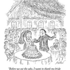 A Groom Speaks To His Bride At A Wedding by Edward Koren