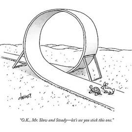 A Hare Speaks To A Tortoise As They Are Standing by Tom Cheney