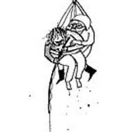 A Helicopter Suspends A Rescuer Who Is Rescuing by Edward Steed