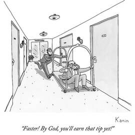A Hotel Bellboy Pushes A Man On A Cart by Zachary Kanin