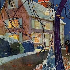 A House And Garden Cover Of A House In Winter by Porter Woodruff