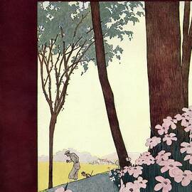 A House And Garden Cover Of A Rural Scene by Pierre Mourgue