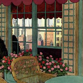 A House And Garden Cover Of A Wicker Chair by Pierre Brissaud