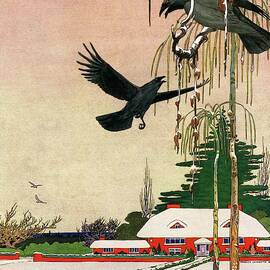 A House And Garden Cover Of Crows By A House by Charles Livingston Bull