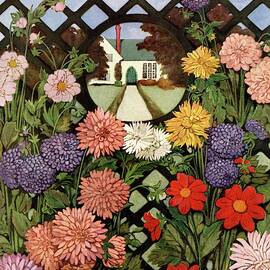 A House And Garden Cover Of Flowers by Ethel Franklin Betts Baines