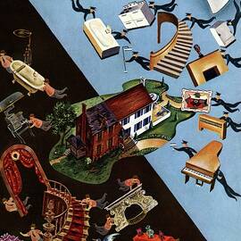 A House And Garden Cover Of People Moving House by Constantin Alajalov