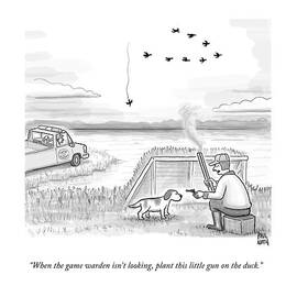 A Hunter Speaks To A Dog. He Holds A Small Gun by Paul Noth