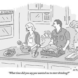 A Husband Helps In The Kitchen As His Wife by Kim Warp