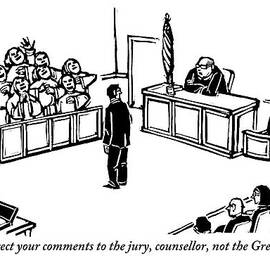 A Lawyer In A Courtroom Is Seen Facing A Chorus by Drew Dernavich