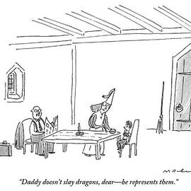 A Lawyer Reads The Newspaper As His Queen Talks by Michael Maslin