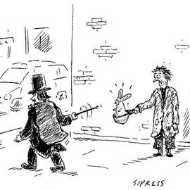 A Magician Points His Wand At A Beggar's Hat by David Sipress