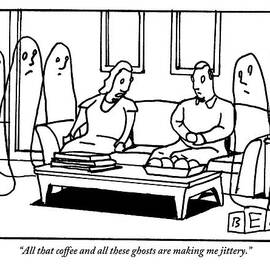 A Man And A Woman Are Sitting On A Sofa by Bruce Eric Kaplan