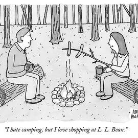 A Man And Woman Are Camping And The Woman Roasts by Amy Hwang