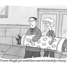 A Man And Woman Are Seen Carrying A Rolled Up Rug by Peter C. Vey