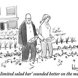 A Man And Woman Are Seen Walking Through A Garden by John  Klossner