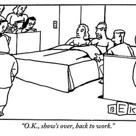 A Man And Woman Are Sitting In Bed In The Middle by Bruce Eric Kaplan