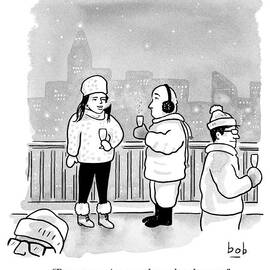 A Man And Woman Holding Champagne And Dressed by Bob Eckstein