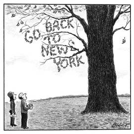 A Man And Woman Look At A Single Tree In A Field by Harry Bliss