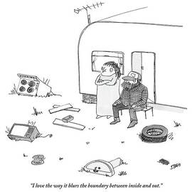 A Man And Woman Sit Outside Of Their Trailer by Edward Steed