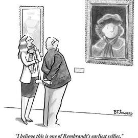 A Man And Woman Stand In A Museum Looking by Benjamin Schwartz