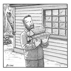 A Man Carries Firewood Back To His Cabin by Harry Bliss