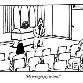 A Man Delivers A Eulogy At A Funeral by Bruce Eric Kaplan