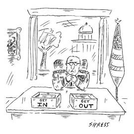 A Man Dressed In Military Commander Uniform Sits by David Sipress