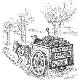A Man Drives A Horse-drawn Cart With Bumper by Edward Koren