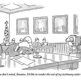 A Man Giving Testimony At A Government Hearing by Jack Ziegler