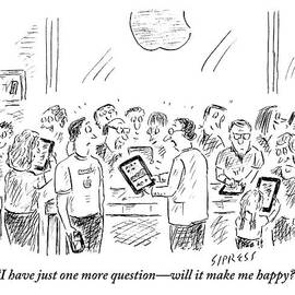 A Man Holding An Electronic Tablet Is Seen by David Sipress