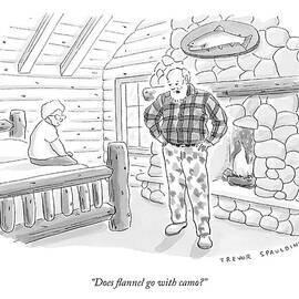 A Man In A Log Cabin Wears A Flannel Shirt by Trevor Spaulding