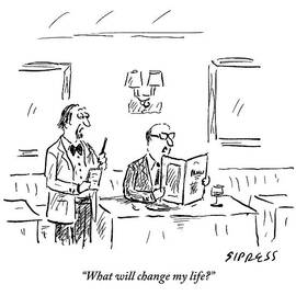 A Man In A Restaurant Looks At The Menu by David Sipress