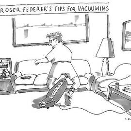 A Man In Tennis Clothes Vacuums With The Vacuum by Michael Crawford
