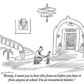 A Man Is Seen Crouched Over Speaking To His Son by Michael Maslin