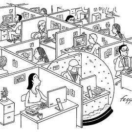 A Man Is Seen Sitting In An Oversized Snow Globe by Felipe Galindo