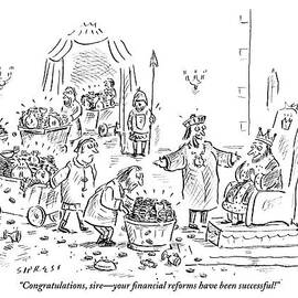 A Man Is Seen Speaking With A King As People Haul by David Sipress