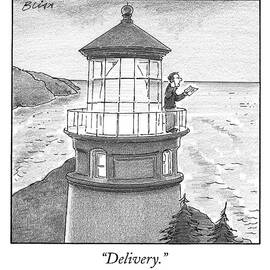 A Man Is Seen Talking On His Cell Phone Standing by Harry Bliss