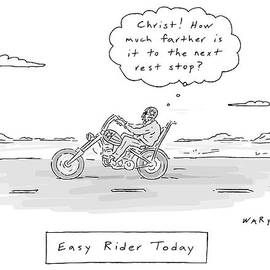 A Man On A Low Rider Motorcycle Makes His Way by Kim Warp