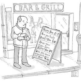 A Man Outside A Bar Checks His Watch And Reads by Isaac Littlejohn Eddy